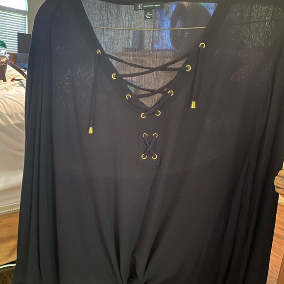 INC Lace-up tie-front top 4x - Picture 2 of 5